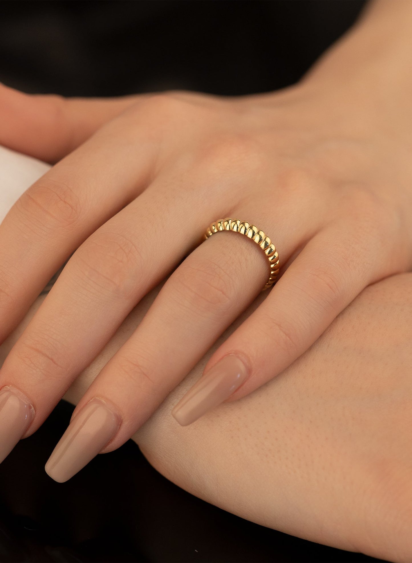 925 Sterling Silver Twisted Bead Ring