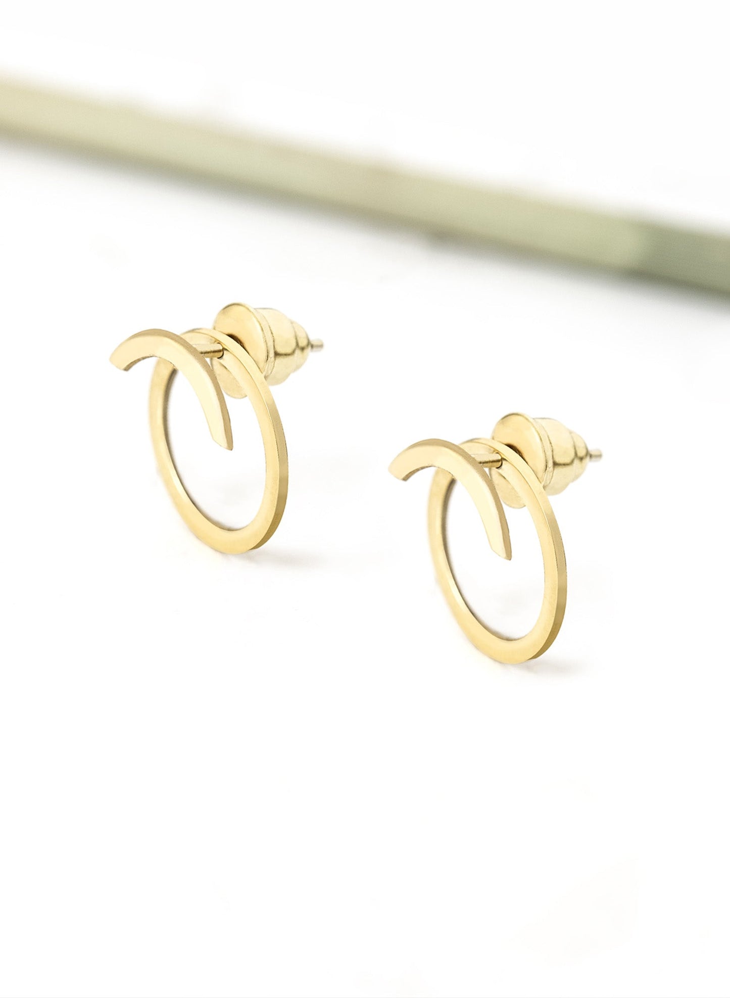 14K Solid Gold Circle Ear Jacket Earrings - Geometric Earrings