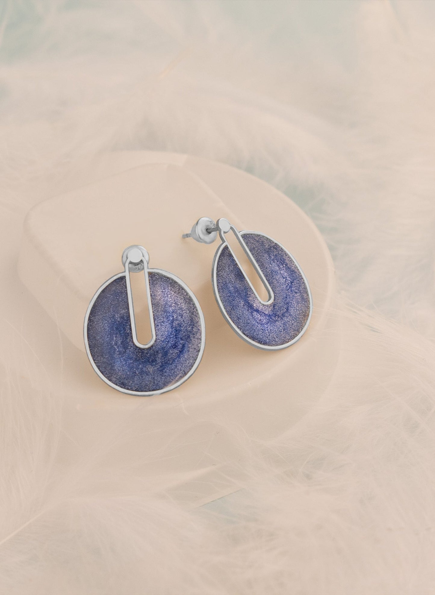 925 Sterling Silver Silvery Blue Errings