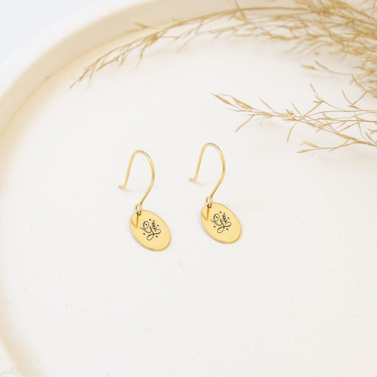 925 Sterling Silver Dangle Initial Letter Earrings