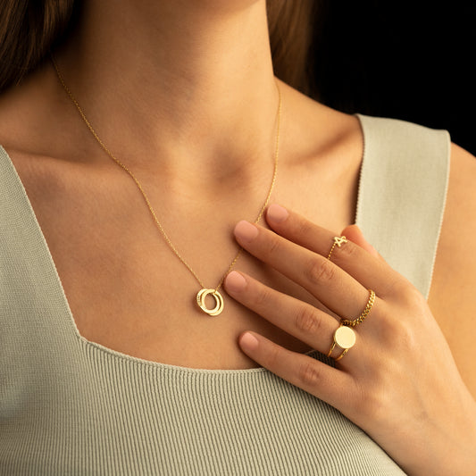 Personalized Circle Necklace - Christmas Gift - Family Necklace - Custom Name Rings Necklace - Rings Necklace