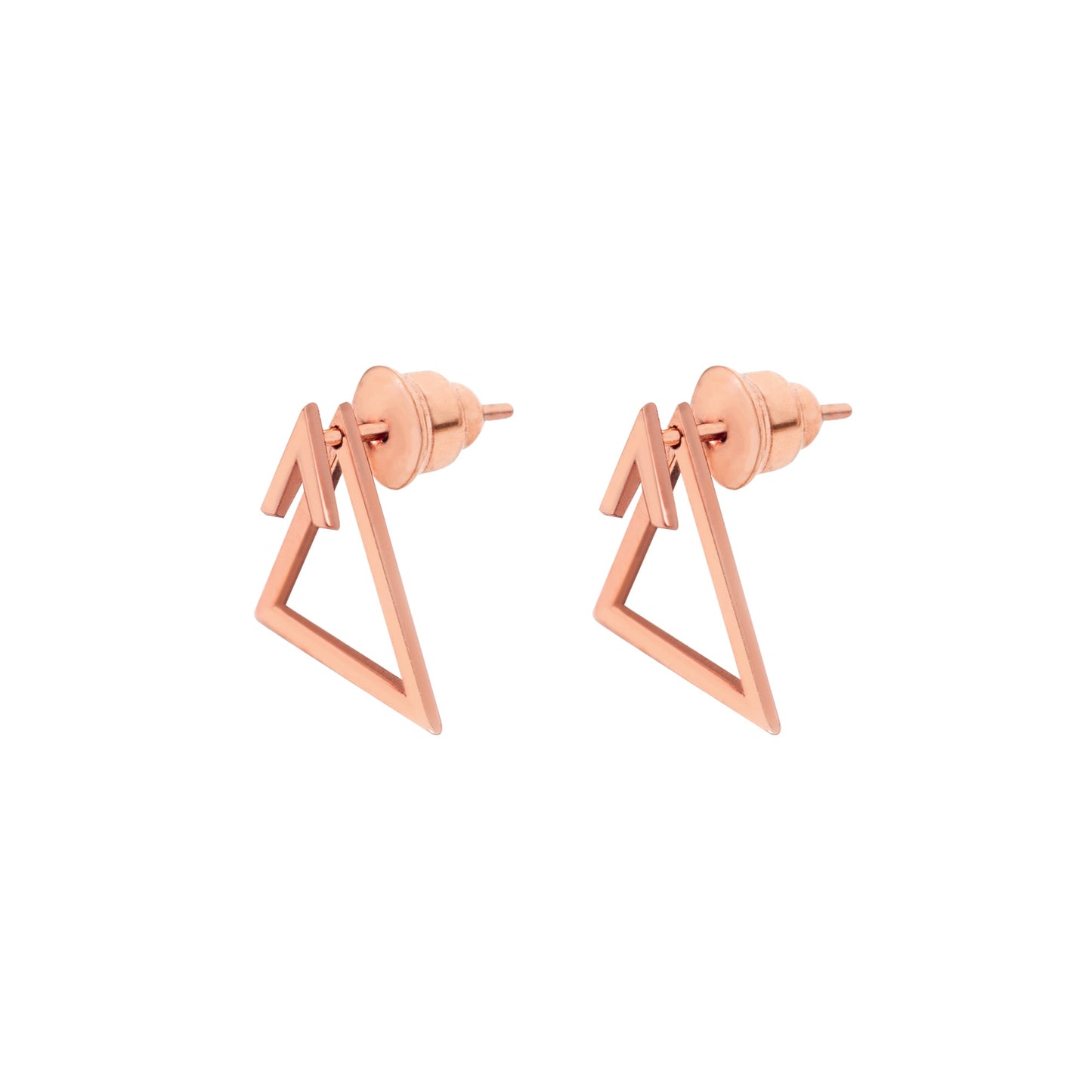 14K Solid Gold Ear Jacket Triangle Earrings