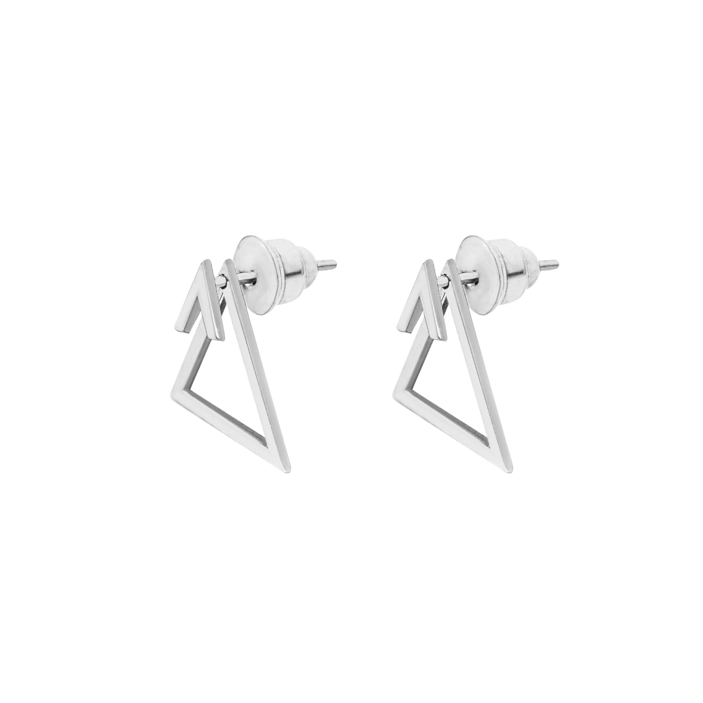 14K Solid Gold Ear Jacket Triangle Earrings