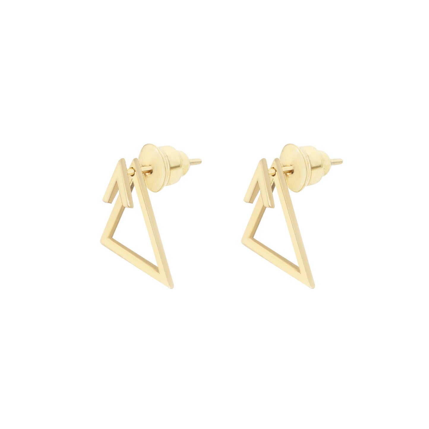 14K Solid Gold Ear Jacket Triangle Earrings