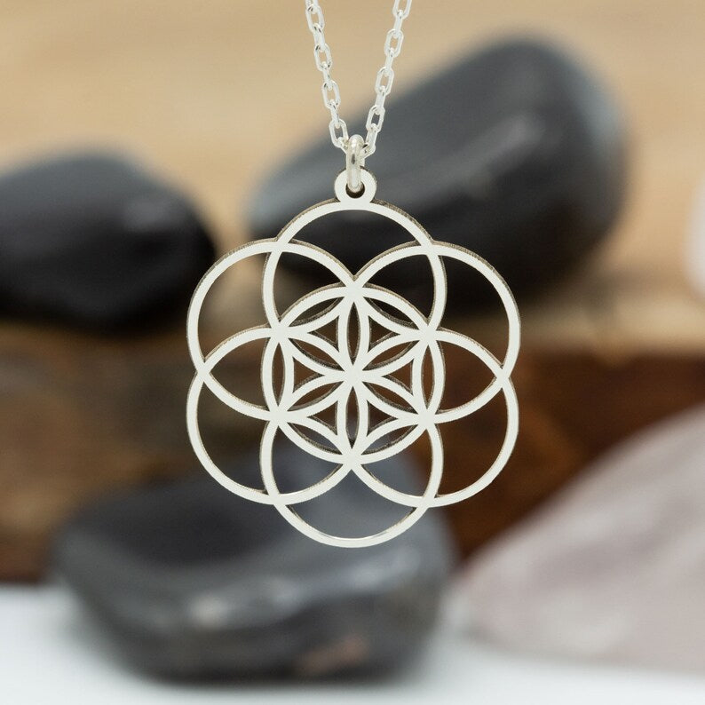 14K Solid Gold 6 Leaf Flower of Life Lotus Necklace