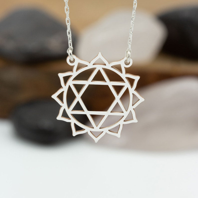 14K Solid Gold Heart Chakra Necklace