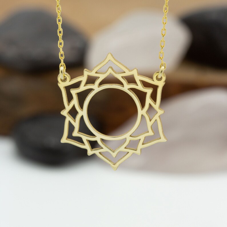 14K Solid Gold Crown Chakra Necklace
