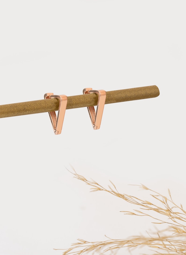 925 Sterling Silver Triangle Hoop Earrings