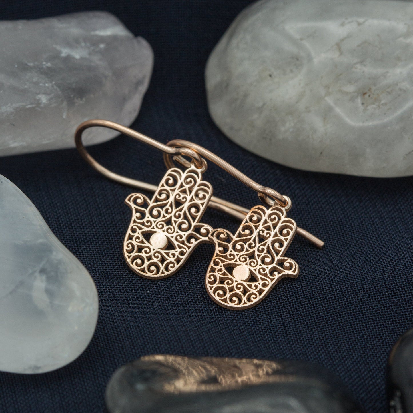 925 Sterling Silver Hand of Hamsa Earrings
