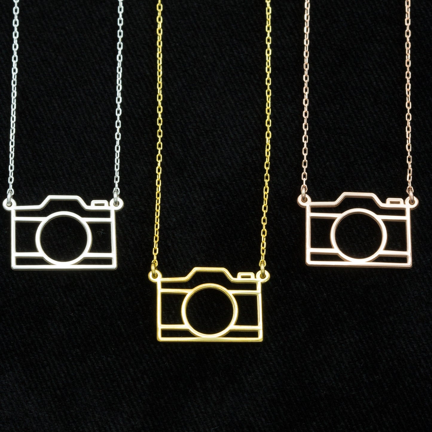 925 Sterling Silver Origami Camera Necklace