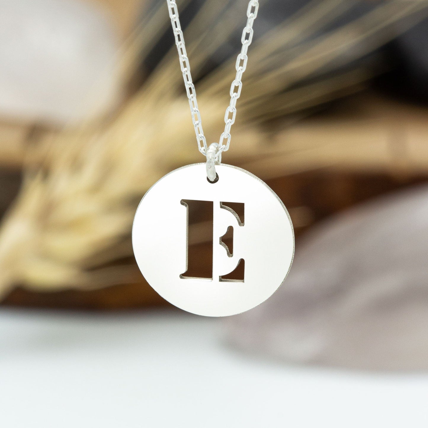 925 Sterling Silver Handmade Initial Disk Necklace