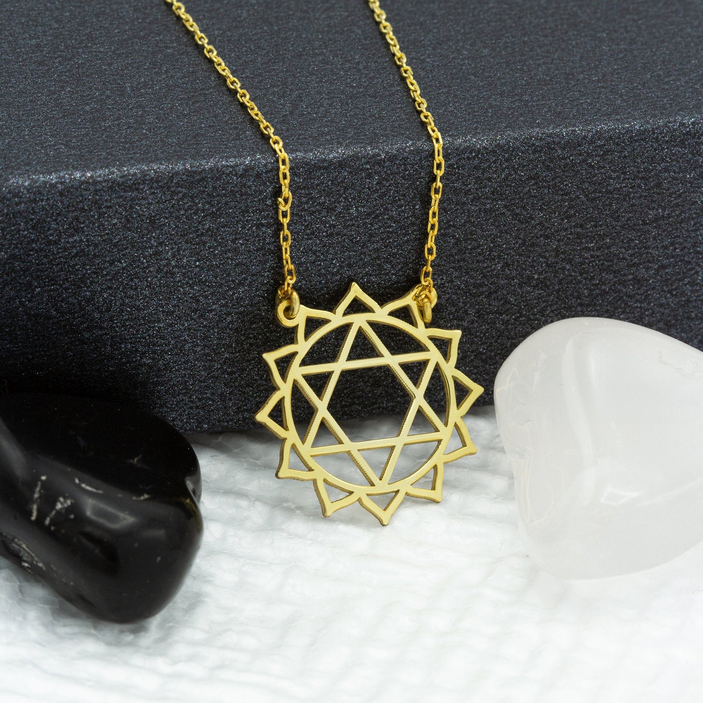 14K Solid Gold Heart Chakra Necklace