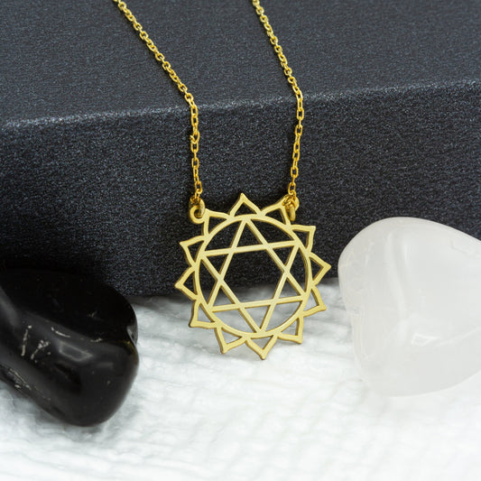 14K Solid Gold Heart Chakra Necklace