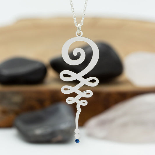 925 Sterling Silver Unalome Necklace with Stone