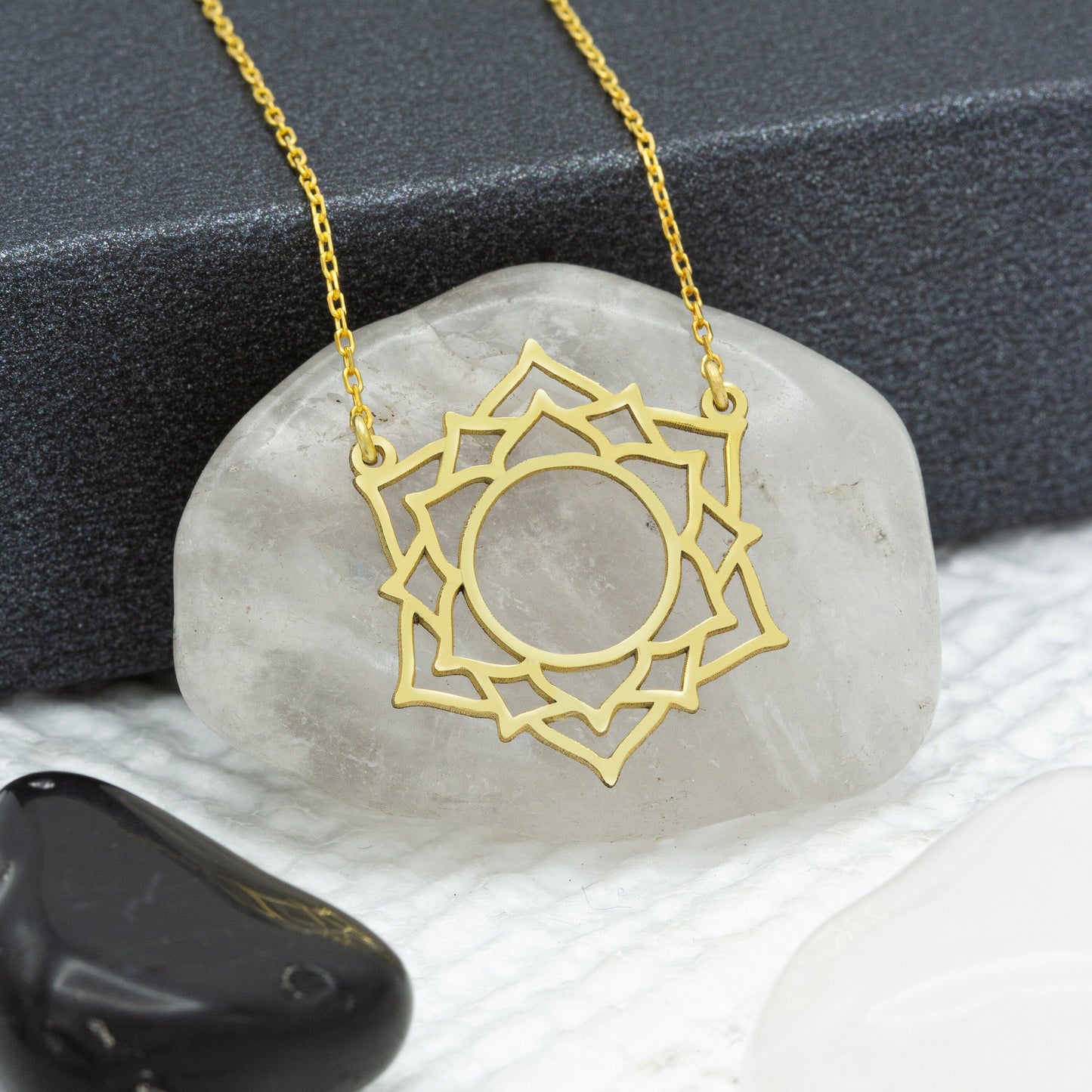14K Solid Gold Crown Chakra Necklace