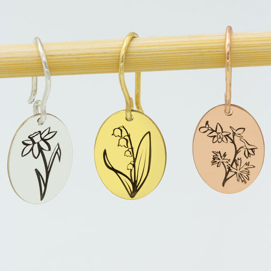 925 Sterling Silver Dainty Dangle Birth Flower Earrings