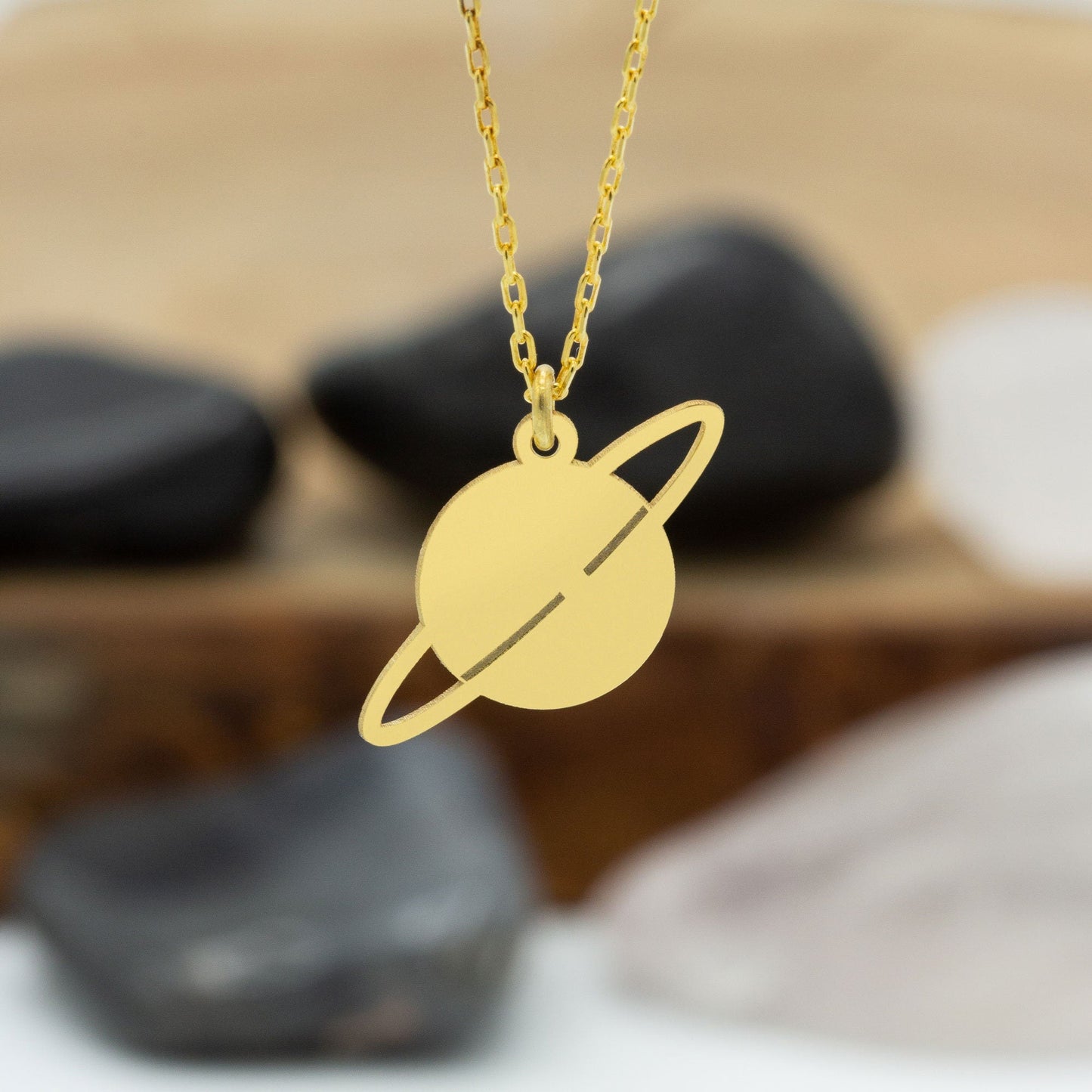 925 Sterling Silver Dainty Saturn Necklace
