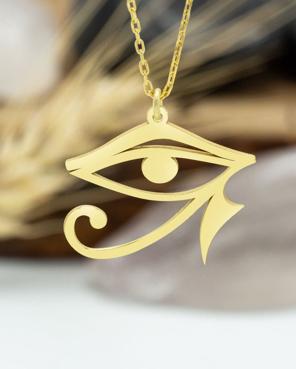 14K Solid Gold Dainty Eye of Ra Necklace