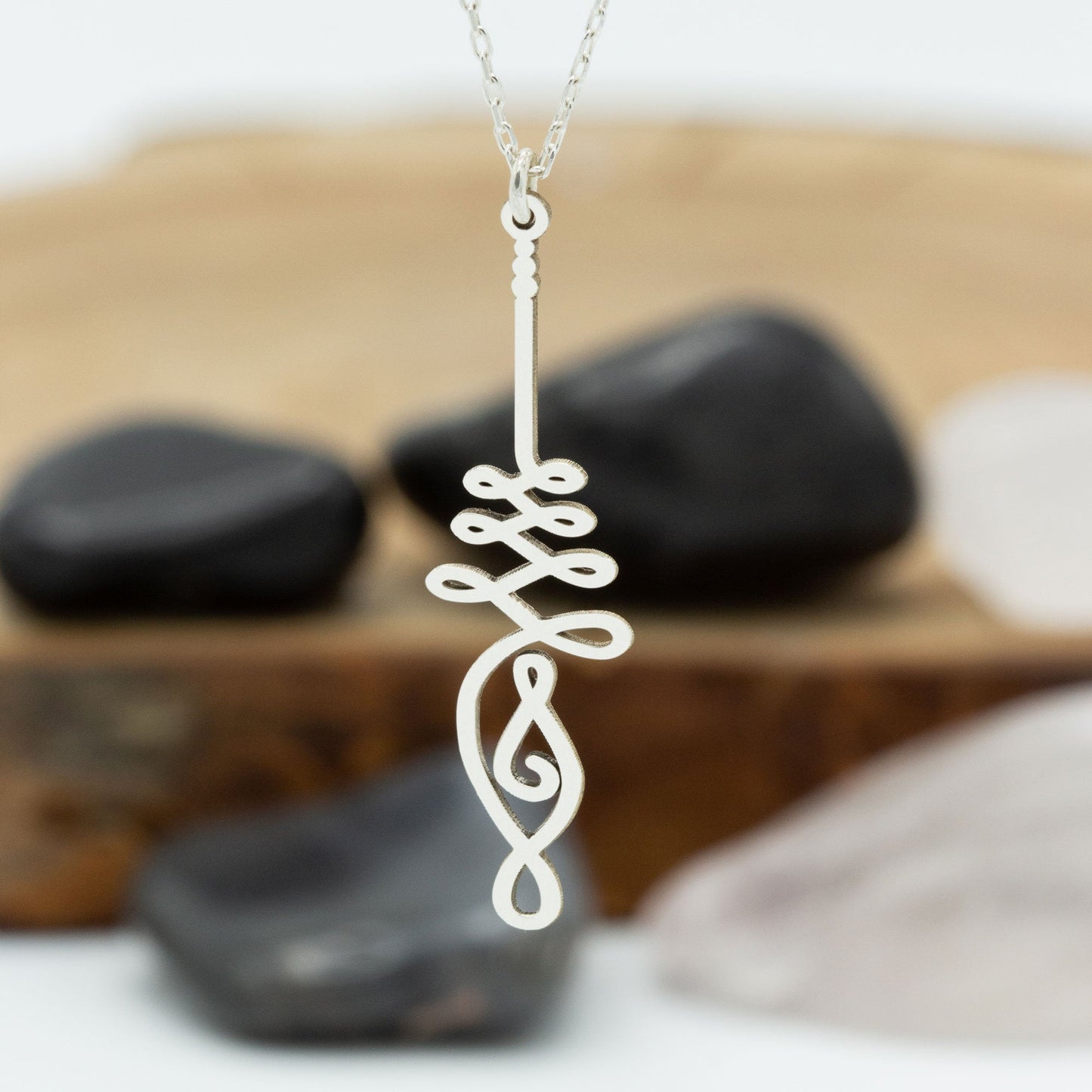 925 Sterling Silver Slim Unalome Gold Necklace