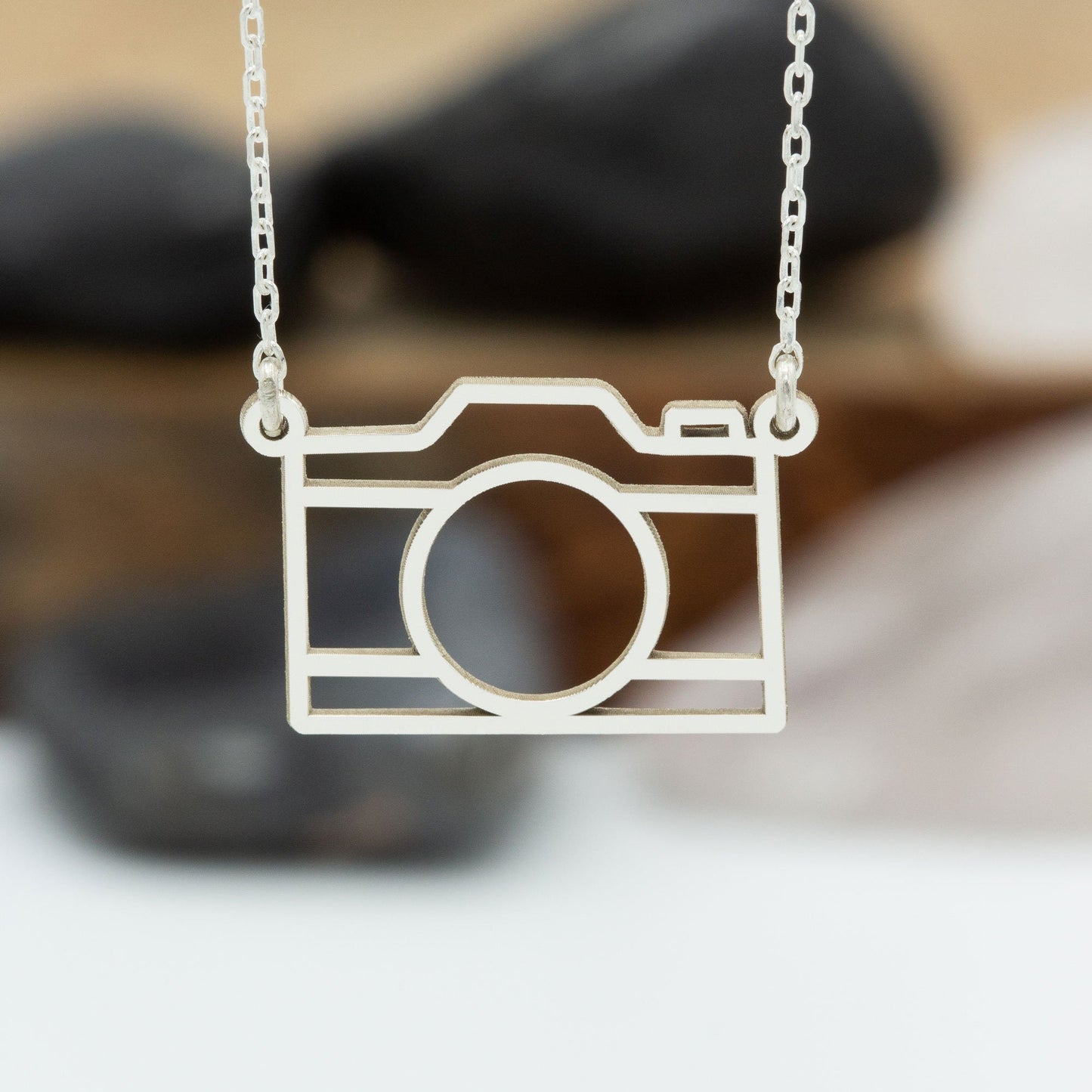 925 Sterling Silver Origami Camera Necklace