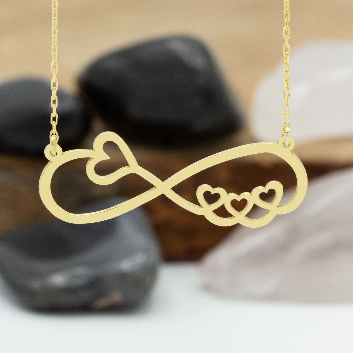 925 Sterling Silver Infinity Necklace with Hearts