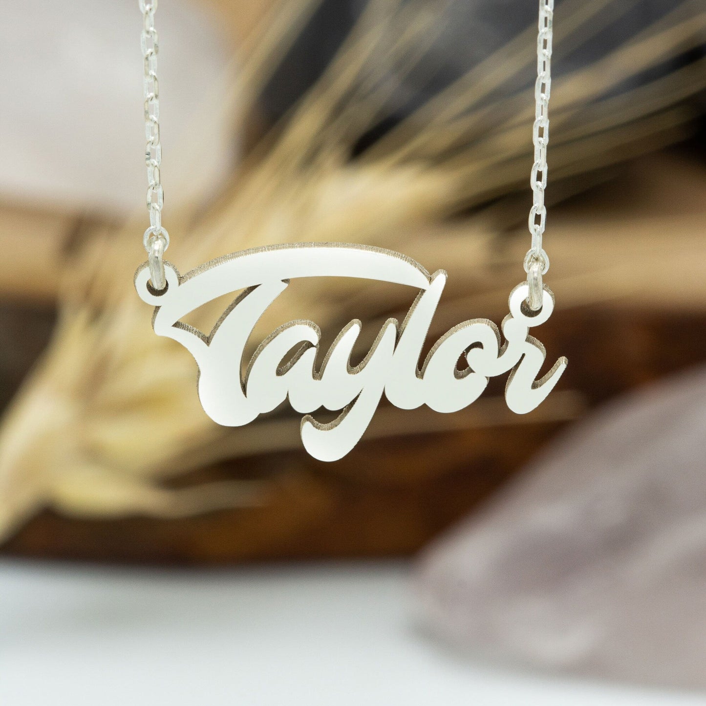 925 Sterling Silver Personalized Calligraphy Name Necklace