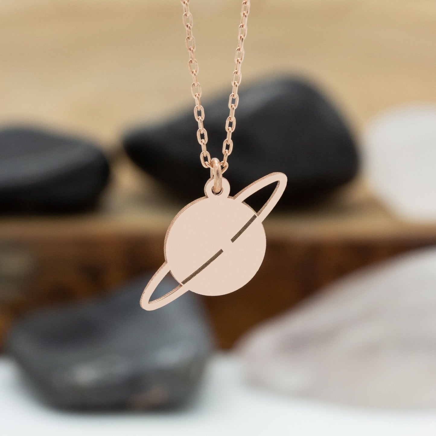 925 Sterling Silver Dainty Saturn Necklace