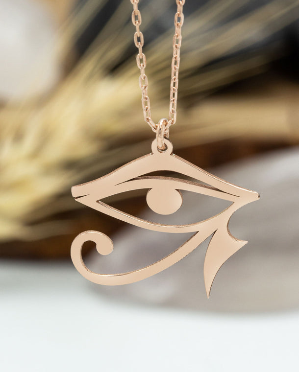 14K Solid Gold Dainty Eye of Ra Necklace