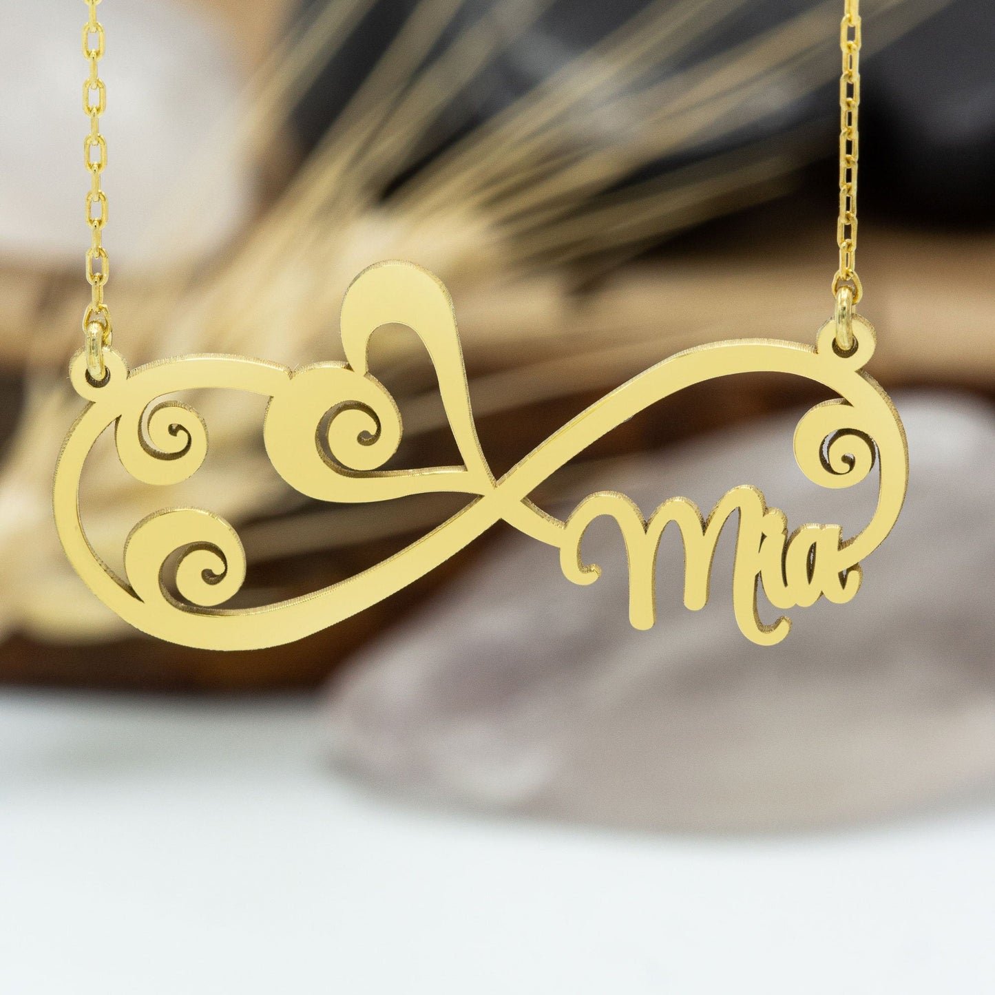 925 Sterling Silver Dainty Heart Infinity Name Necklace
