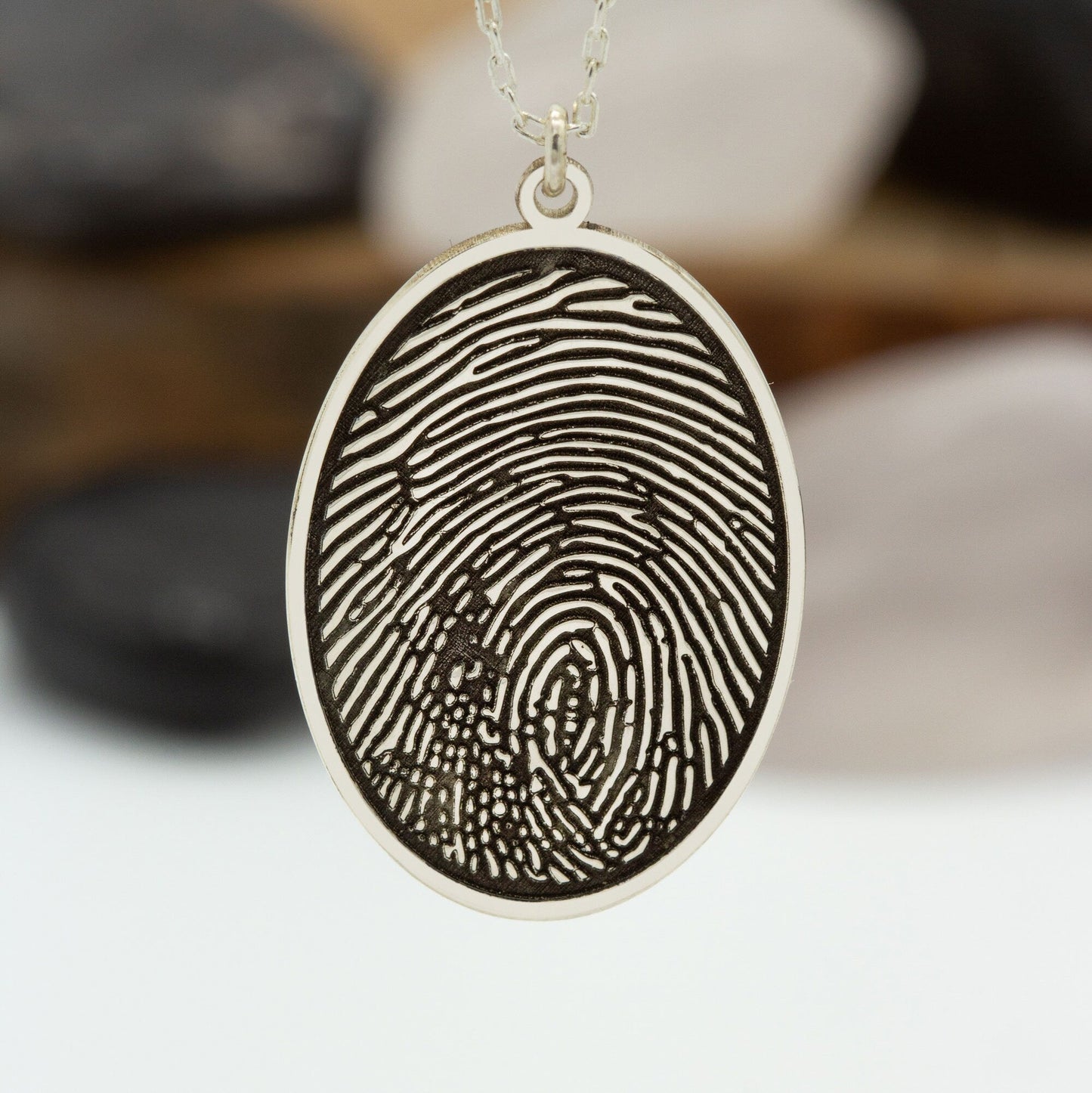 925 Sterling Silver Actual Fingerprint Necklace