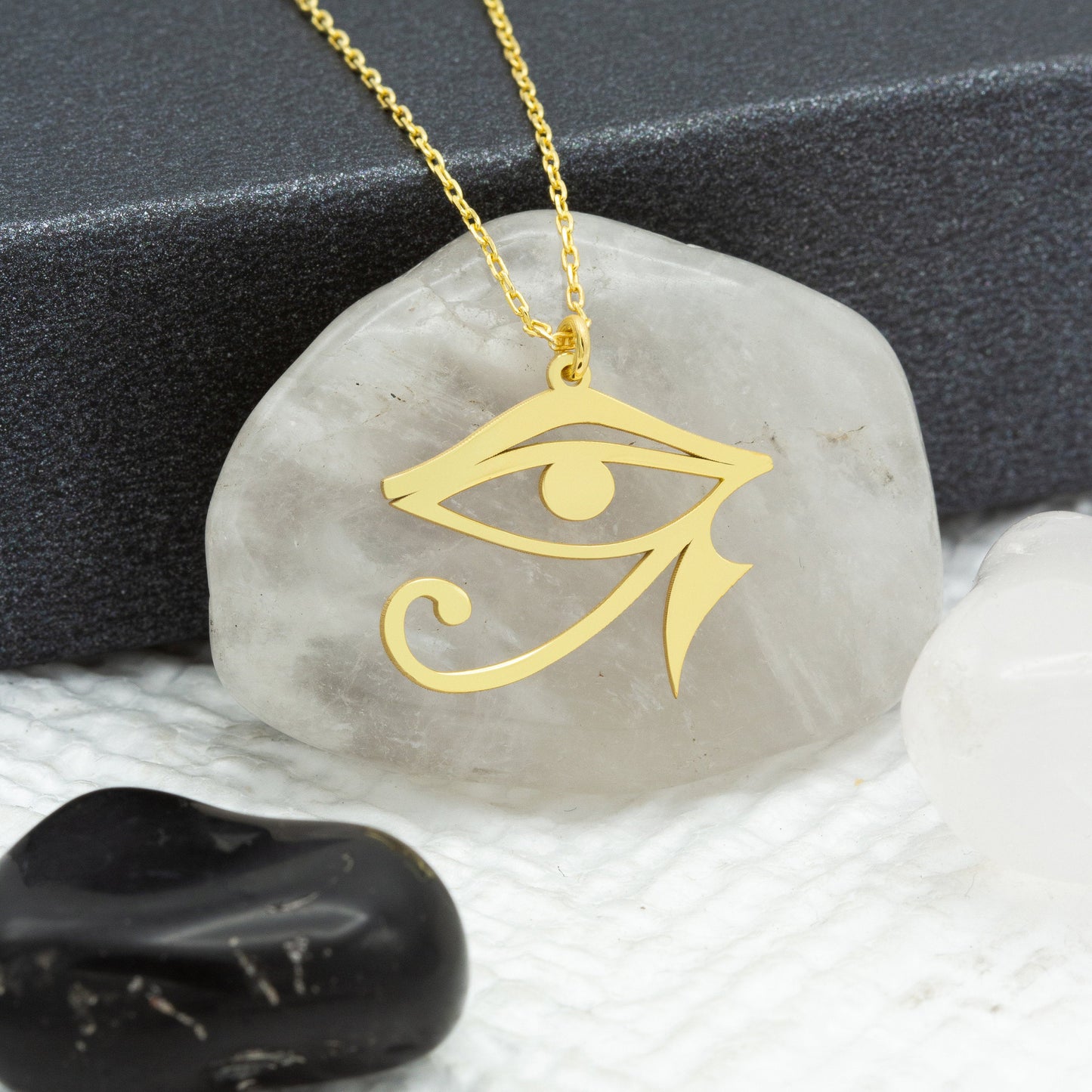 14K Solid Gold Dainty Eye of Ra Necklace