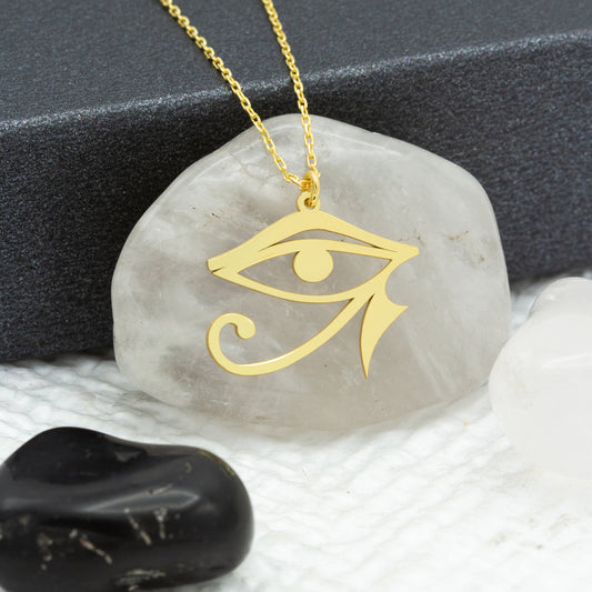 14K Solid Gold Dainty Eye of Ra Necklace