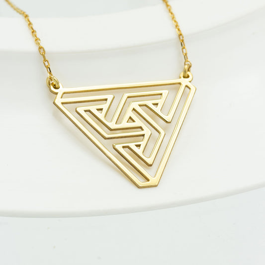 925 Sterling Silver Penrose Triangle Necklace - Impossible Tribar Necklace