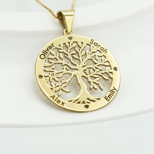 925 Sterling Silver Family Name Tree of Life Necklace