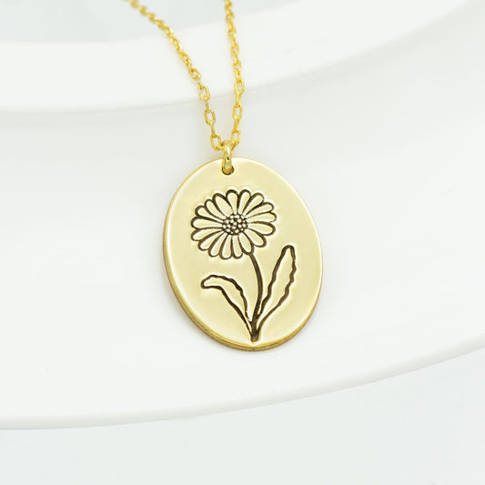 925 Sterling Silver Handmade Birth Flower Necklace