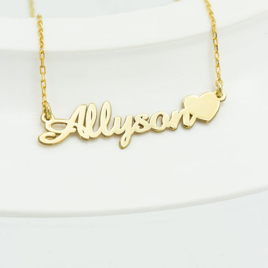 925 Sterling Silver Name Necklace with Heart