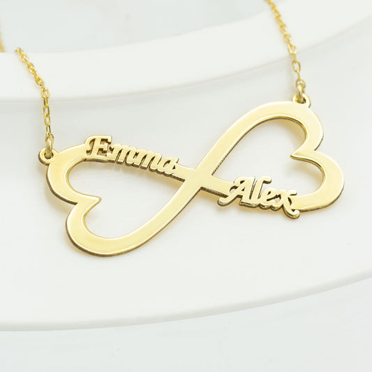 925 Sterling Silver Heart Shaped Infinity Name Necklace