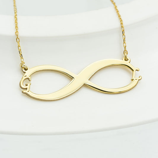 925 Sterling Silver Initials Infinity Necklace