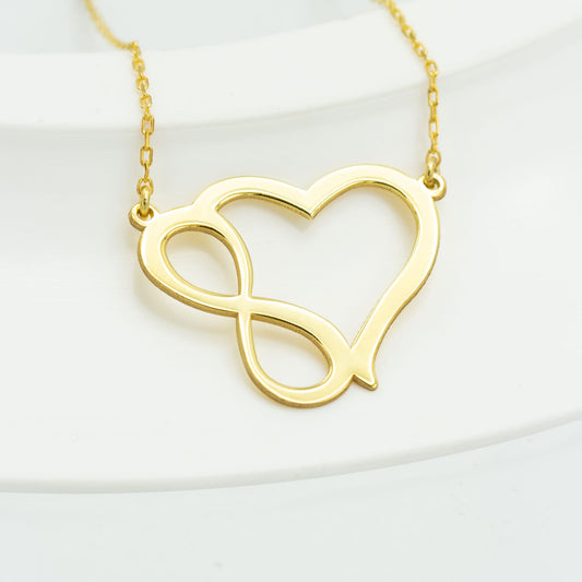 925 Sterling Silver Heart Infinity Necklace