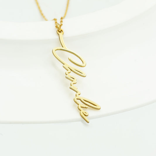 925 Sterling Silver Personalized Handmade Vertical Name Necklace