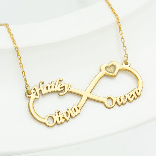 925 Sterling Silver Infinity Necklace With Names