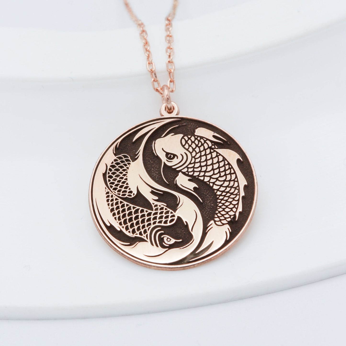 14K Solid Gold Koi Fish Necklace
