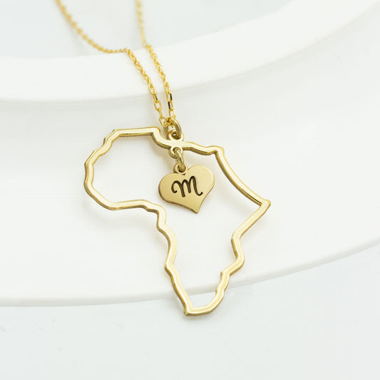 925 Sterling Silver Personalized Africa Letter Necklace