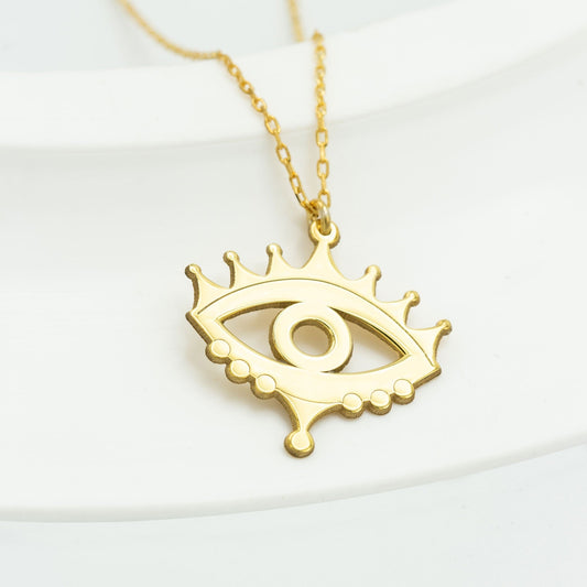 925 Sterling Silver Gold Evil Eye Necklace
