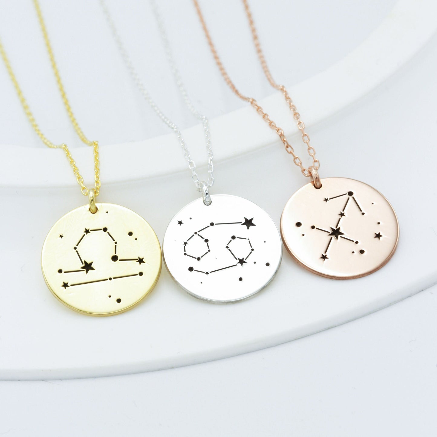 925 Sterling Silver Star Signet Dainty Disc Necklace