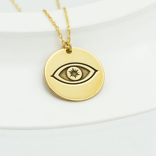 925 Sterling Silver Eye Of Horus Disc Necklace