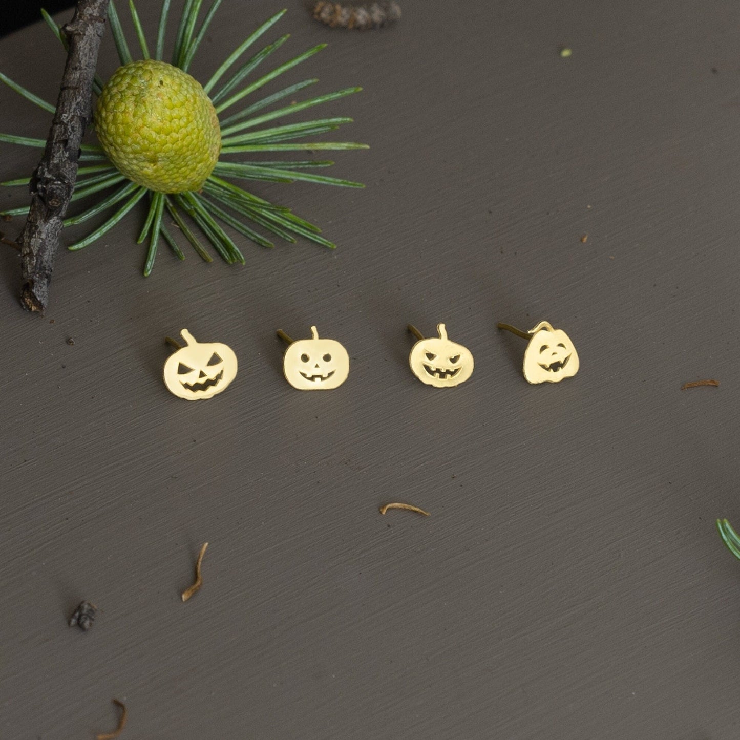 925 Sterling Silver Pumpkin Studs Earrings