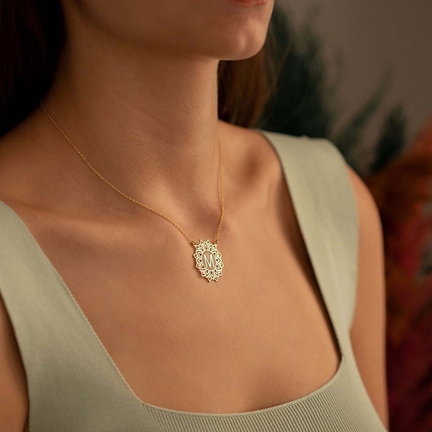 925 Sterling Silver Lotus Necklace With Letter