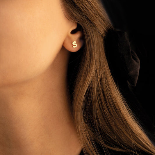 925 Sterling Silver Minimalist Initial Earrings