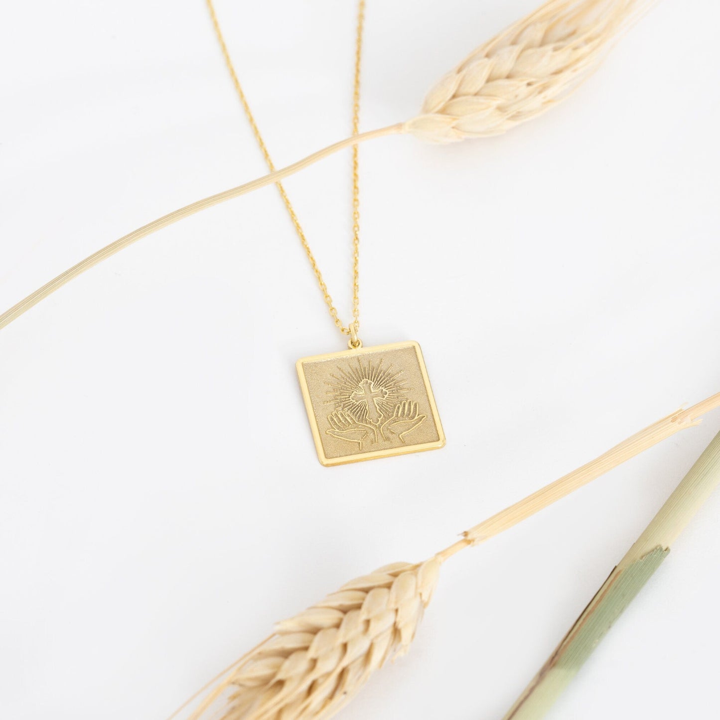 925 Sterling Silver Praying Hands Cross Necklace